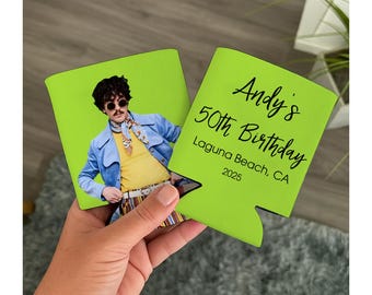 Personalized Photo & Text Birthday Can Coolers, Birthday Beer Can Sleeves, Party Gifts for 30th 40th 50th Birthdays, Funny Birthday Favors