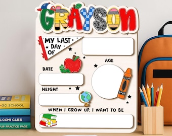 Personalized First Day School Sign, Back To School Sign For Boys, 1st Day Of Kindergarten Sign, First And Last Day School Sign For Kids