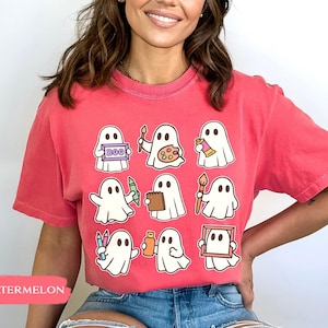 Comfort Colors Halloween Art Teacher Shirt, Cute Teacher Ghost Shirt, Spooky Art Teacher Halloween Shirt, Halloween Gifts for Artist immagine 4