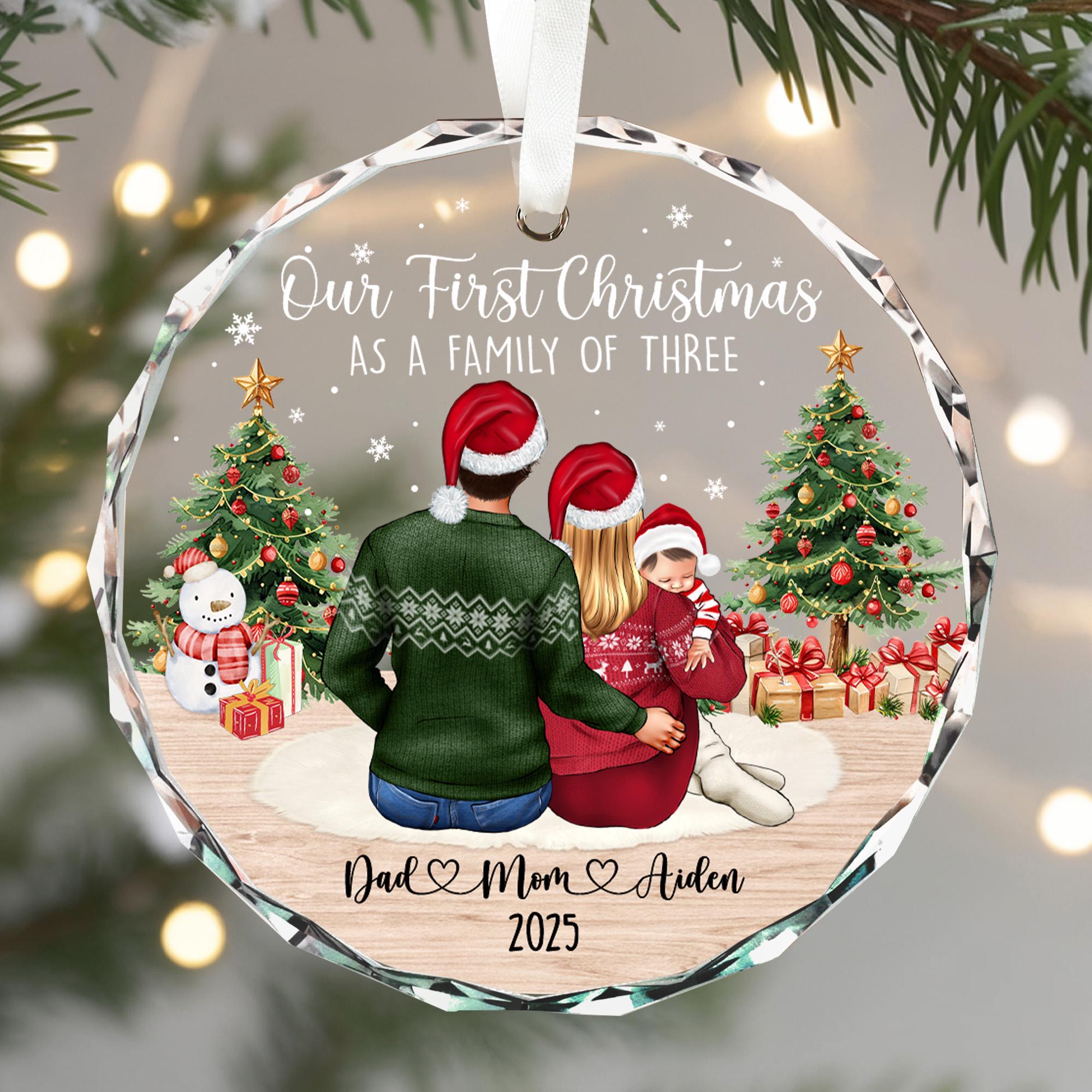 Personalized Family of 3 Christmas Ornament, Family of Three Ornament ...