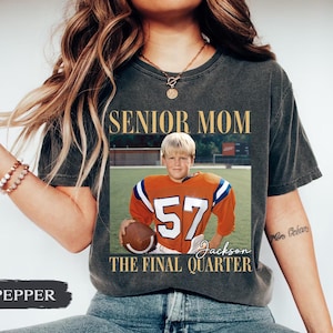 Custom Senior Football Mom Shirt, Custom Vintage Photo Football Mom Shirt, Senior Mom 2026 Shirt, The Final Quarter, Class Of 2026, Game Day image 14