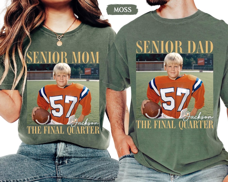 Custom Senior Football Mom Shirt, Custom Vintage Photo Football Mom Shirt, Senior Mom 2026 Shirt, The Final Quarter, Class Of 2026, Game Day image 6