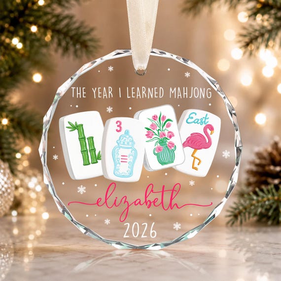 Custom Mahjong Ornament: The Year I Learned Mahjong, Funny Mahjong Group Gift, Christmas Gift For Mahjong Club 2026, Game Night Keepsake