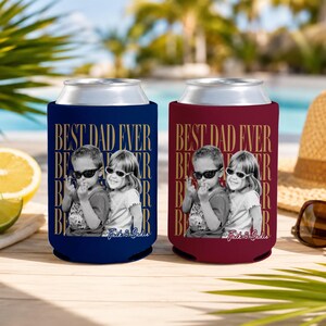 Enfriador de latas personalizado con foto "El mejor papá del mundo", regalo para el Día del Padre, regalo para el esposo, regalo para papá de parte de los niños. imagen 3