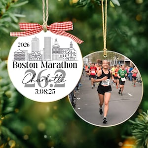 Custom Photo And Destination Marathon Ornament, Cross Country Marathon Ornament, Christmas Gifts for Runners, 2025 Ornament Marathon Race image 7