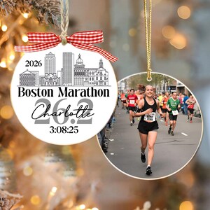Custom Photo And Destination Marathon Ornament, Cross Country Marathon Ornament, Christmas Gifts for Runners, 2025 Ornament Marathon Race image 5