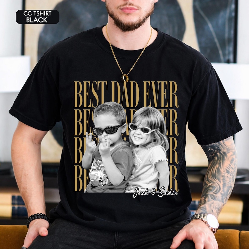 Custom Dad Vintage Photo Shirt: Personalized Fathers Day Shirt With Kids Photo, Funny Dad Shirt, Best Dad Ever Shirt, New Dad Gift image 5