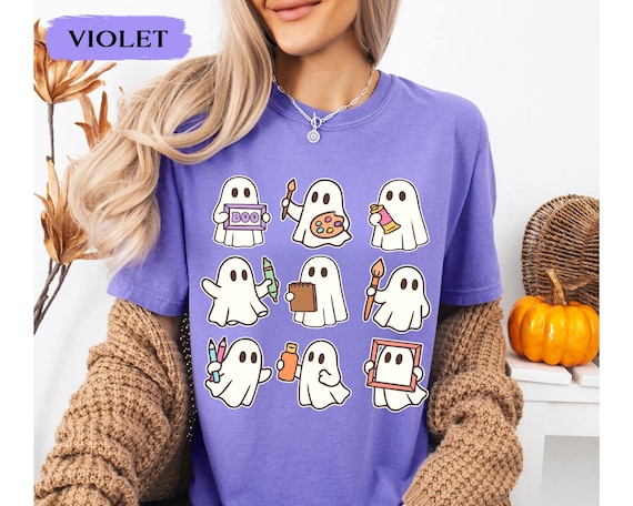 Comfort Colors Halloween Art Teacher Shirt, Cute Teacher Ghost Shirt, Spooky Art Teacher Halloween Shirt, Halloween Gifts for Artist