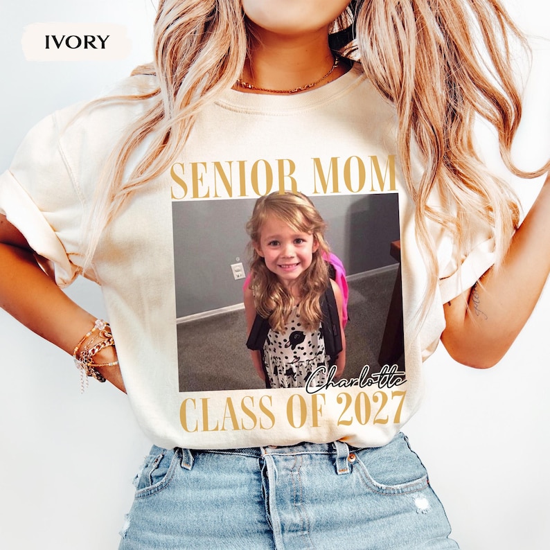 Comfort Colors Custom Photo Senior Mom Shirt, Class Of 2027 Shirt, Class of 2027 Family Shirts, Senior Mom Graduation Shirt, Senior Dad Gift image 6