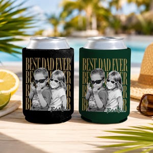 Enfriador de latas personalizado con foto "El mejor papá del mundo", regalo para el Día del Padre, regalo para el esposo, regalo para papá de parte de los niños. imagen 10