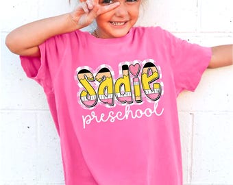 Custom Back To School Shirt for Boys Girls, First Day of School Shirt for Kid, Preschool Shirt, Custom Pencil Name Shirt, Kindergarten Shirt