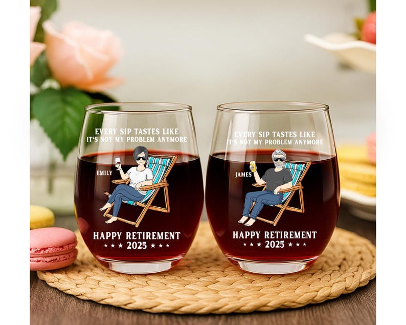 Retirement Glass Personalized Retirement Gift for Men Women, Retired Coworker Gift ...