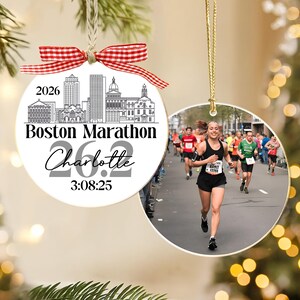 Custom Photo And Destination Marathon Ornament, Cross Country Marathon Ornament, Christmas Gifts for Runners, 2025 Ornament Marathon Race image 10