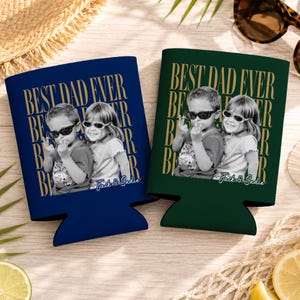 Enfriador de latas personalizado con foto "El mejor papá del mundo", regalo para el Día del Padre, regalo para el esposo, regalo para papá de parte de los niños. imagen 7