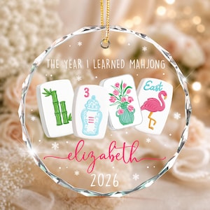 Custom Mahjong Ornament: The Year I Learned Mahjong, Funny Mahjong Group Gift, Christmas Gift For Mahjong Club 2026, Game Night Keepsake afbeelding 7