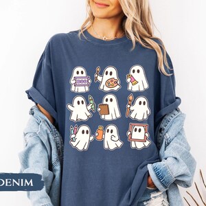 Comfort Colors Halloween Art Teacher Shirt, Cute Teacher Ghost Shirt, Spooky Art Teacher Halloween Shirt, Halloween Gifts for Artist immagine 7