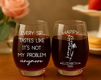 Funny Retirement Gift for Women, Every Sip Tastes Like Its Not My Problem Anymore Wine Glass, Ceramic Ornament for Retired Mom