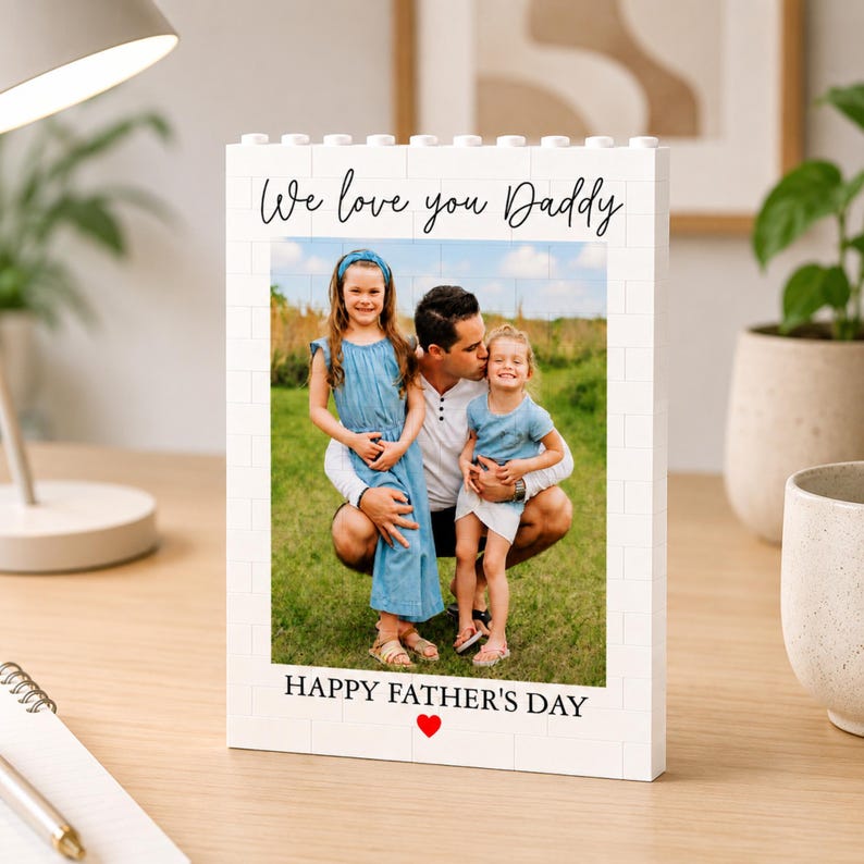 Father Block Custom Fathers Day Building Block for Dad: Personalized Dad Brick ...