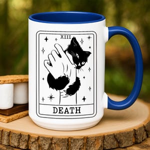 Halloween Coffee Mug, Tarot Card Black Cat Mug, Black Cat Lover Gifts, Tarot Card Death Mug, Funny Halloween Mug, Spooky Season Mug image 10
