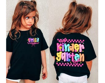 Coquette Back To School Shirt for Girl, Toddler Girl First Day Of School Shirt, Kids Name Back To School Gifts,1st Day Of Kindergarten Shirt