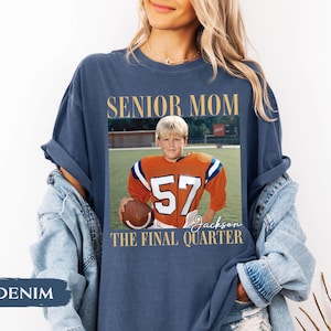Custom Senior Football Mom Shirt, Custom Vintage Photo Football Mom Shirt, Senior Mom 2026 Shirt, The Final Quarter, Class Of 2026, Game Day image 12