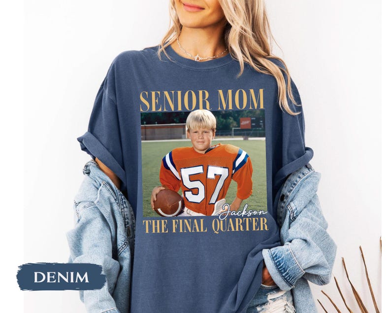Custom Senior Football Mom Shirt, Custom Vintage Photo Football Mom Shirt, Senior Mom 2026 Shirt, The Final Quarter, Class Of 2026, Game Day image 12