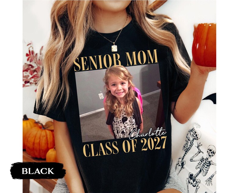 Comfort Colors Custom Photo Senior Mom Shirt, Class Of 2027 Shirt, Class of 2027 Family Shirts, Senior Mom Graduation Shirt, Senior Dad Gift image 3