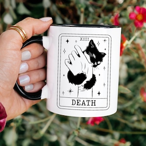 Halloween Coffee Mug, Tarot Card Black Cat Mug, Black Cat Lover Gifts, Tarot Card Death Mug, Funny Halloween Mug, Spooky Season Mug image 8