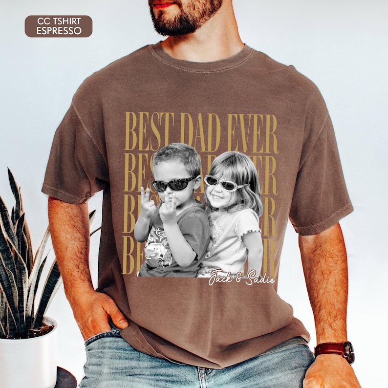 Custom Dad Vintage Photo Shirt: Personalized Fathers Day Shirt With Kids Photo, Funny Dad Shirt, Best Dad Ever Shirt, New Dad Gift image 9