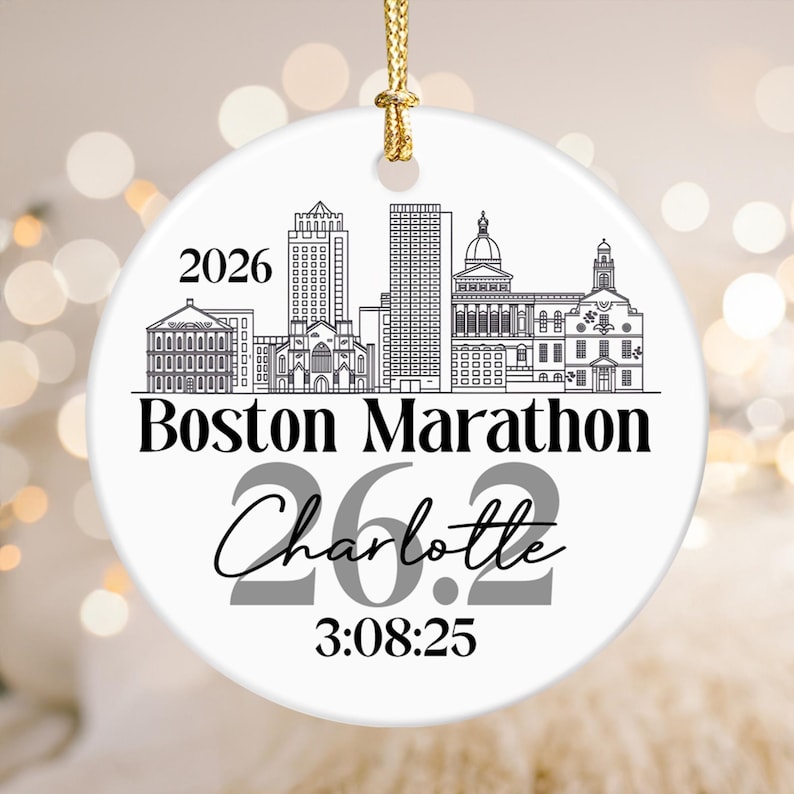Custom Photo And Destination Marathon Ornament, Cross Country Marathon Ornament, Christmas Gifts for Runners, 2025 Ornament Marathon Race image 8