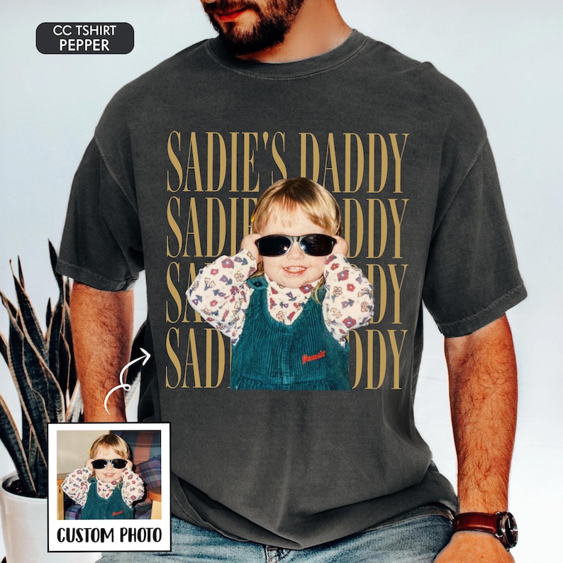 Comfort Colors Custom Vintage Dad Photo Shirt, Childhood Photo Dad Shirt, Father's Day Gift from Kid, Father's Day Shirt, New Dad Gift immagine 1