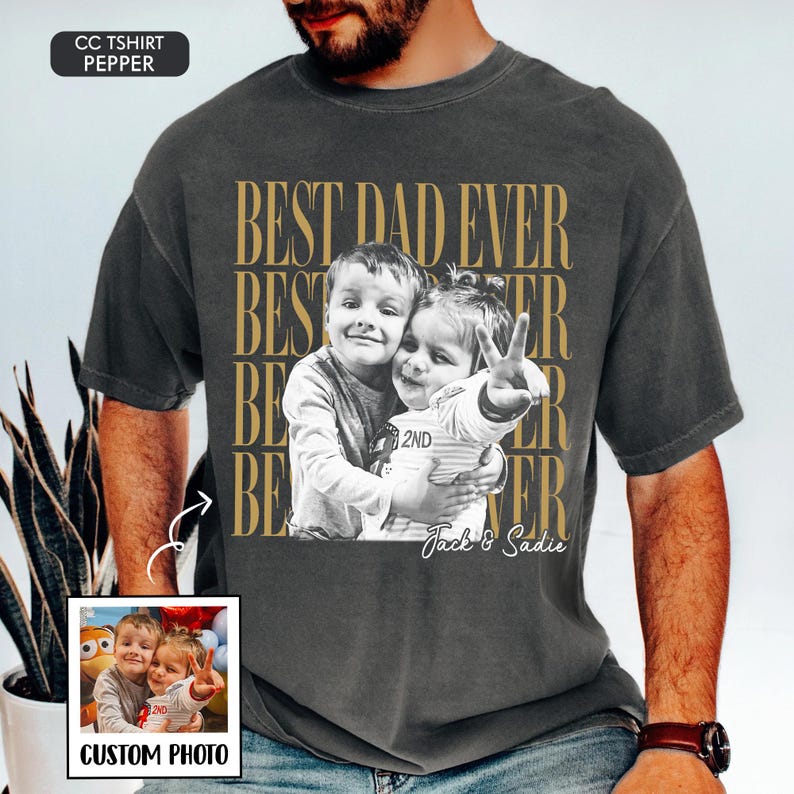 Custom Dad Vintage Photo Shirt: Personalized Fathers Day Shirt With Kids Photo, Funny Dad Shirt, Best Dad Ever Shirt, New Dad Gift image 8