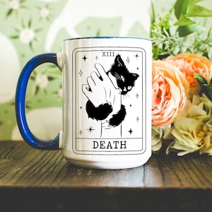 Halloween Coffee Mug, Tarot Card Black Cat Mug, Black Cat Lover Gifts, Tarot Card Death Mug, Funny Halloween Mug, Spooky Season Mug image 6