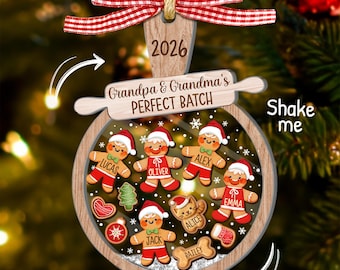 Personalized Grandparent Ornament 2026: Gingerbread Christmas Ornament, 4D Shaker Ornament, Grandma's Perfect Batch, Family Christmas Gift