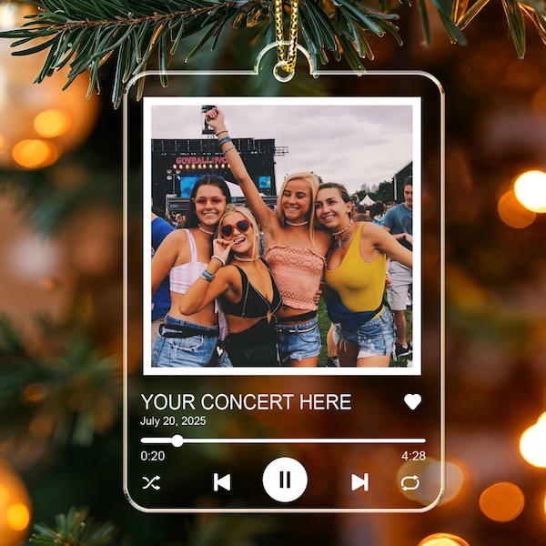 Custom Photo Concert Christmas Ornament 2025, Music Lover Gift, Favorite Concert Keepsake, Gift for Bestie, Vacation Memories