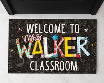 Custom Teacher Name Gift, Classroom Welcome Doormat, Classroom Decor, Teacher Rug, Back To School Decor, Cute Alphabet Teacher Name Door Mat
