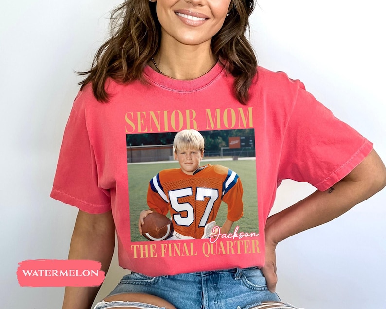 Custom Senior Football Mom Shirt, Custom Vintage Photo Football Mom Shirt, Senior Mom 2026 Shirt, The Final Quarter, Class Of 2026, Game Day image 7