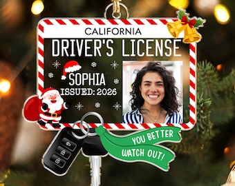 Custom Photo New Driver Ornament 2025, New Driver Christmas Gift, New License Ornament, New Car Ornament, Teenager Sweet 16 Ornament