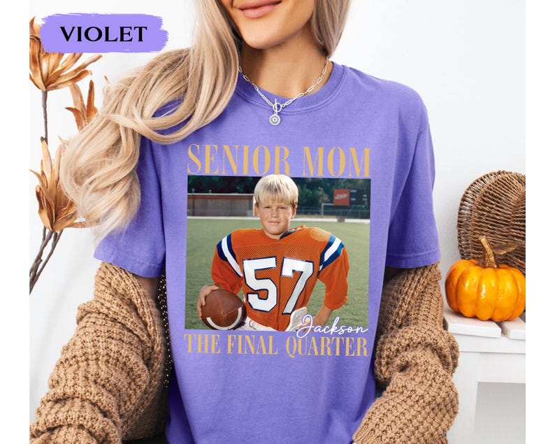 Custom Senior Football Mom Shirt, Custom Vintage Photo Football Mom Shirt, Senior Mom 2026 Shirt, The Final Quarter, Class Of 2026, Game Day image 11