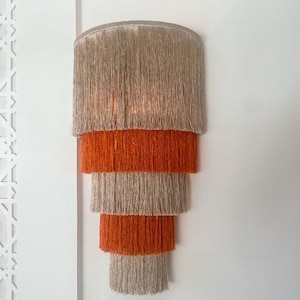 Boho Fringe Wall Lamp – Colorful Cotton Pendant Light, Bohemian Wall Lighting Deco