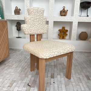 Cream White Bouclé Upholstered Chair – Textured Accent Chair, Cozy Living Room Seating