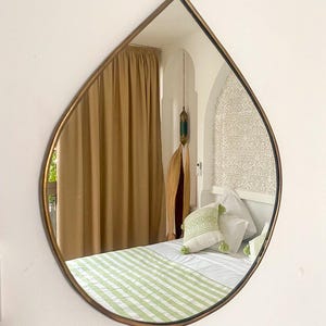 Handmade Teardrop Wall Mirror – Boho Brass Frame Mirror for Modern & Moroccan Decor