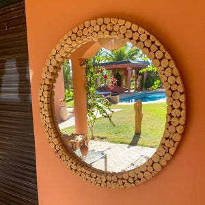 Rustic Wooden Mirror – Handmade Wall Mirror for Living Room, Bedroom, or Entryway Decor