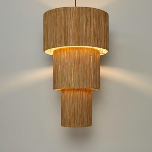 Natural Raffia Ceiling Pendant – Multi-Light Hanging Lamp for Boho Interiors