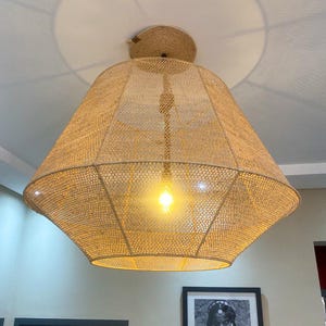 Handmade Raffia Pendant Light – Natural Hanging Lampshade