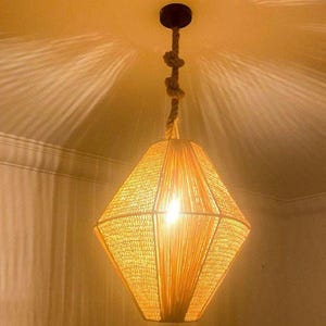 Natural Raffia Pendant Light – Handwoven Hanging Lampshade