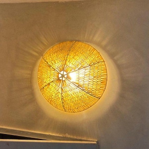 Handmade Raffia Wall Sconce – Boho Natural Wall Light for Cozy Interior Decor