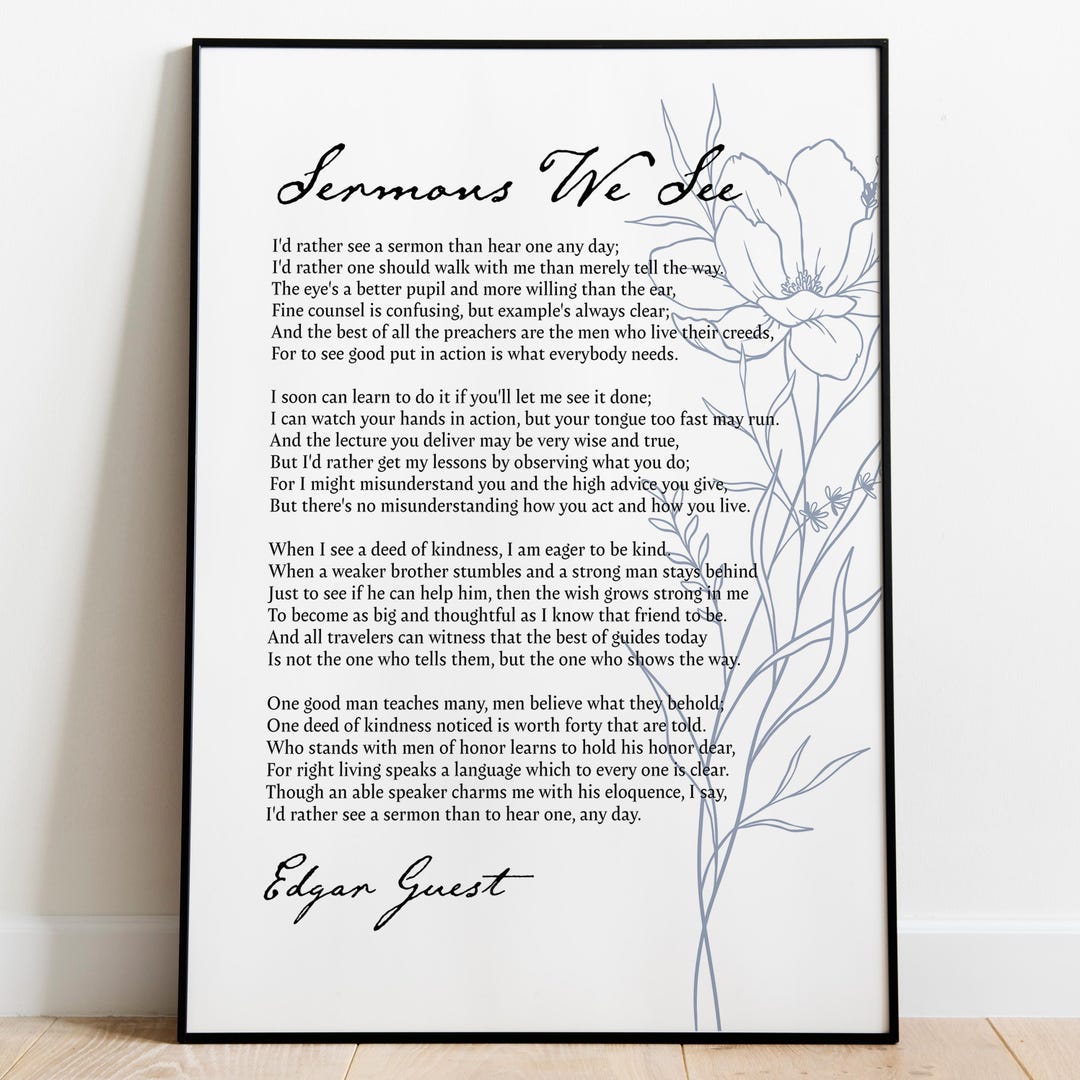 Sermons We See Poem Print Edgar Guest Etsy