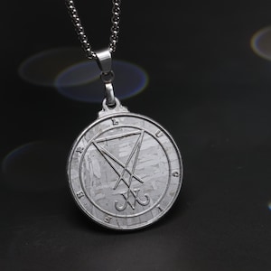 Luzifer Sigil Meteorit Anhänger, Meteorit Halskette, Demonic Gatekeepers Halskette, Meteorit Geschenk