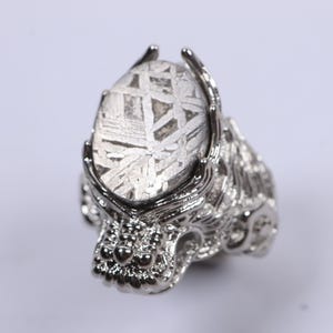 Dragon Head Meteorite Ring,Natural meteorite carving Ring,meteorite Ring,Adjustable Size CU08